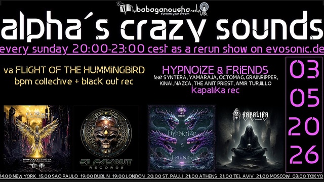 alpha.s crazy sounds: hitech show · 3 may 26, 20:00