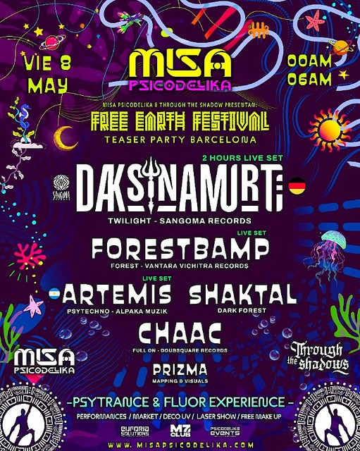 FREE EARTH TEASER BARCELONA & MISA PSICODELIKA - DAKSINAMURTI LIVE 2 HOURS · 8 May 26, 23:30