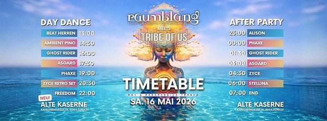 RAUMKLANG MEETS TRIBE OF US · 16 May 26, 13:00