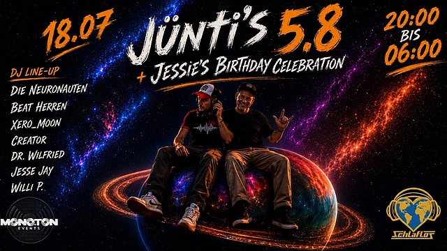 Jünti’s 5.8 & Jesse’s Birthday · 18 Jul 26, 20:00