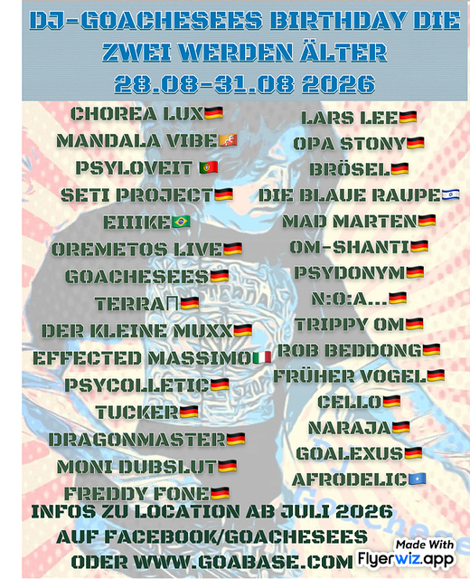 DJ-GOACHESEES BIRTHDAY DIE ZWEI WERDEN ÄLTER · 28 Aug 26, 17:00