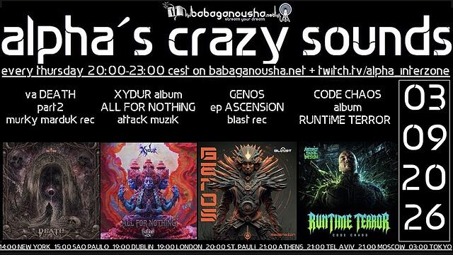 alpha.s crazy  sounds: DARKPSY EXPERIMENTAL PSYCORE HITECH · 3 Sept 26, 20:00