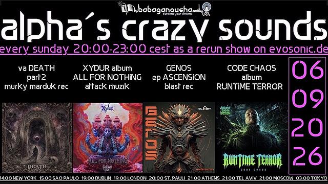 alpha.s crazy sounds: DARKPSY  EXPERIMENTAL PSYCORE  HITECH · 6 Sept 26, 20:00