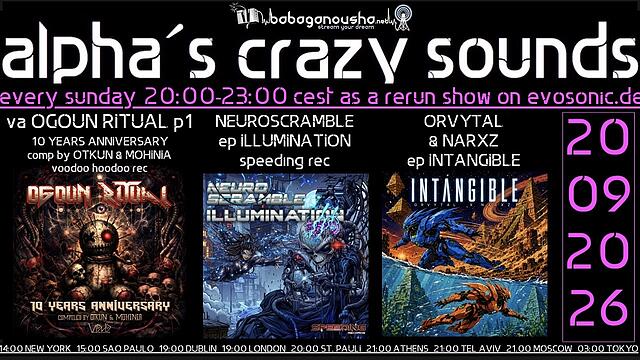 alpha.s crazy sounds: DARKPSY  PSYCORE  HITECH · 20 sept. 26, 20:00