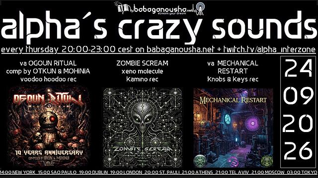 alpha.s crazy  sounds: DARKPSY PSYCORE HITECH · 24 Sept 26, 20:00