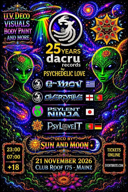 Dacru Records 25th Anniversary by Psychedelic Love - Roof 175, Mainz · 21 Nov 26, 23:00