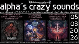 alpha.s crazy sounds: darkpsy psycore hitech · 5 Mar 26, 20:00