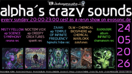 alpha.s crazy sounds: DARKPSY & HITECH · 24 May 26, 20:00