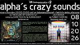 alpha.s crazy sounds: FOREST * DARKPSY * EXPERIMENTAL * PSYCORE *  HITECH · 08.10.26, 20:00